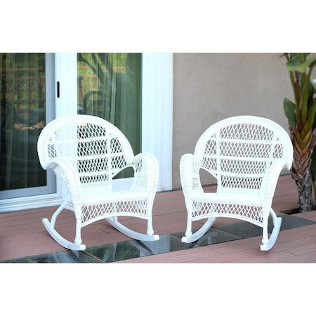 Jeco W00209-R-2 White Wicker Rocker Chair, 2PK W00209-R_2